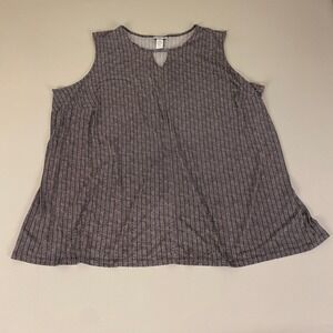 Catherines Sleeveless Top Plus Size 3X Black White‎ Chevron Print Keyhole Neck